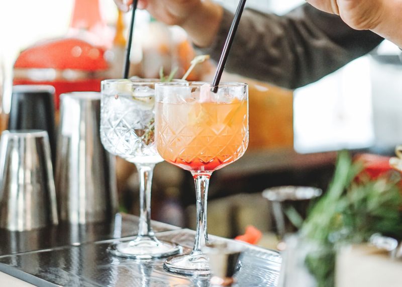 2 Timeless Vintage Cocktail Glasses with drinks