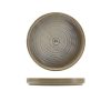 2 views of the matt grey low presentation plate 18cm