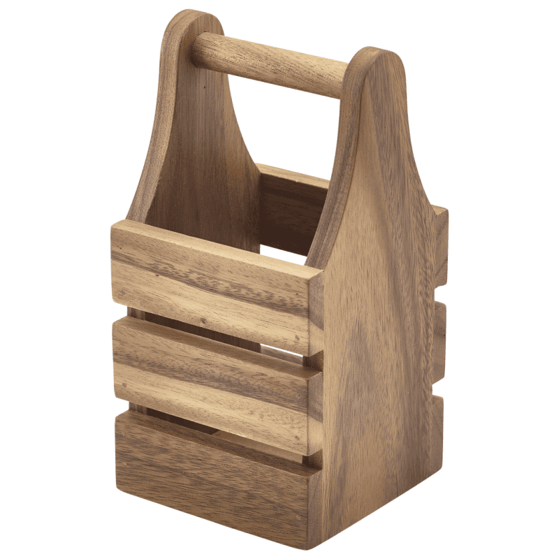 Acacia Wood Cutlery Holder 10 x 10 x 20cm