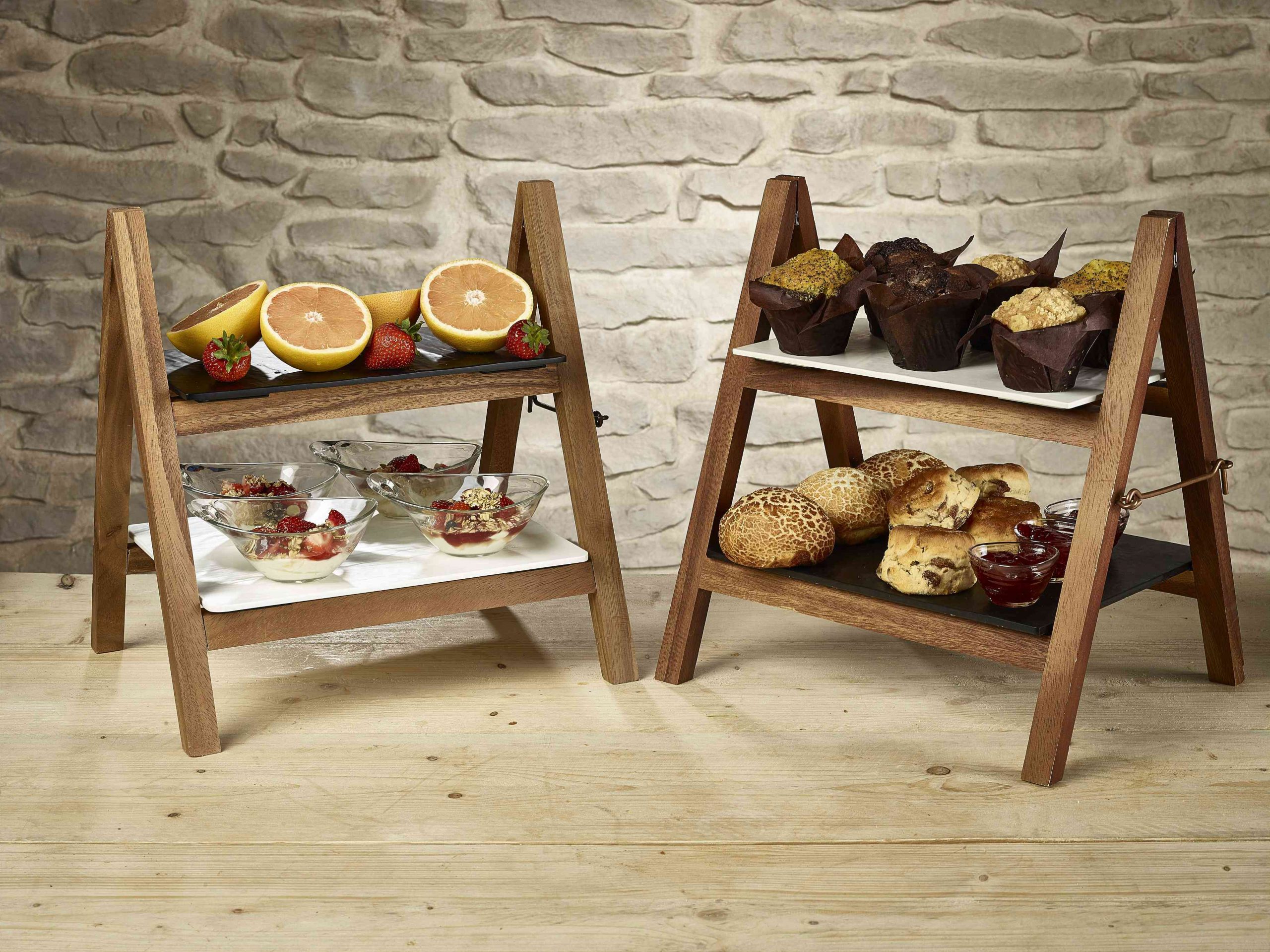 Acacia Wood Display Stands For Buffet and Display Lifestyle 4