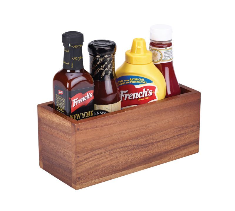 Acacia Wood Table Caddy with sauces