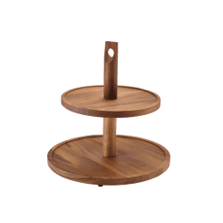 Acacia Wood Two Tier Cake Stand