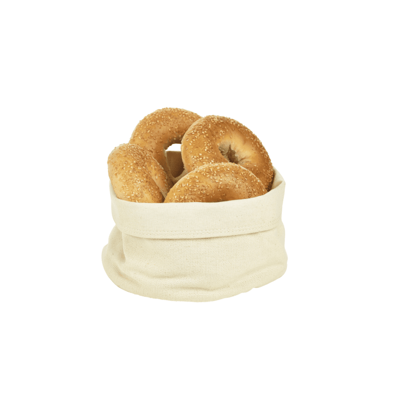 Bagels displayed in a natural Cotton Bread Bag