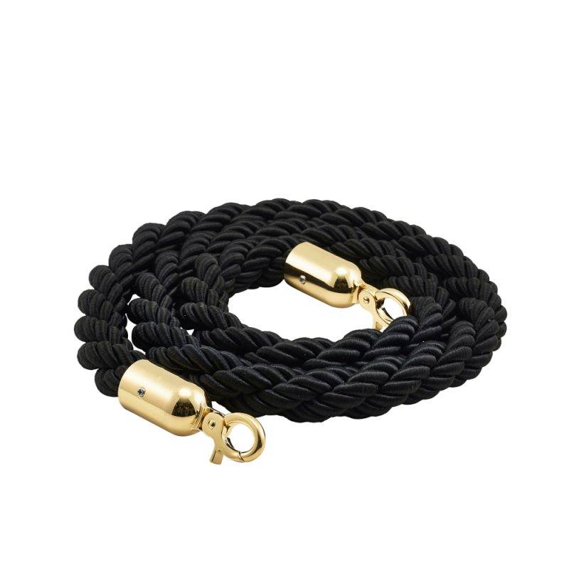Black Barrier Rope with Brass Plated end for use in rope and pole systems