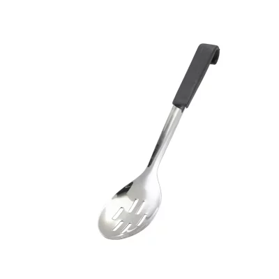 Black Handled Slotted Serving Spoon 34cm
