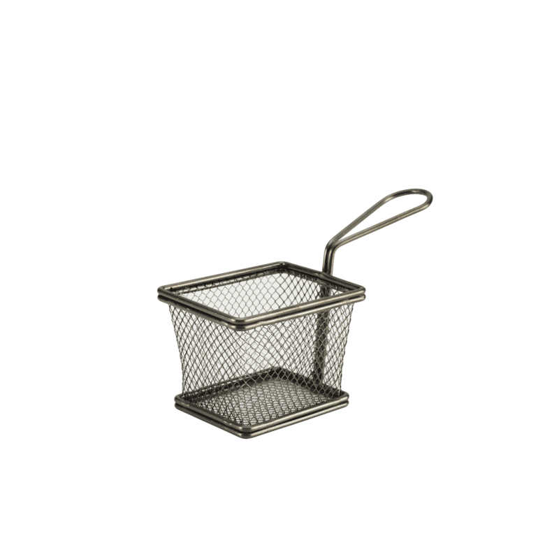 Black Serving Fry Basket Rectangular 10 x 8 x 7-5cm