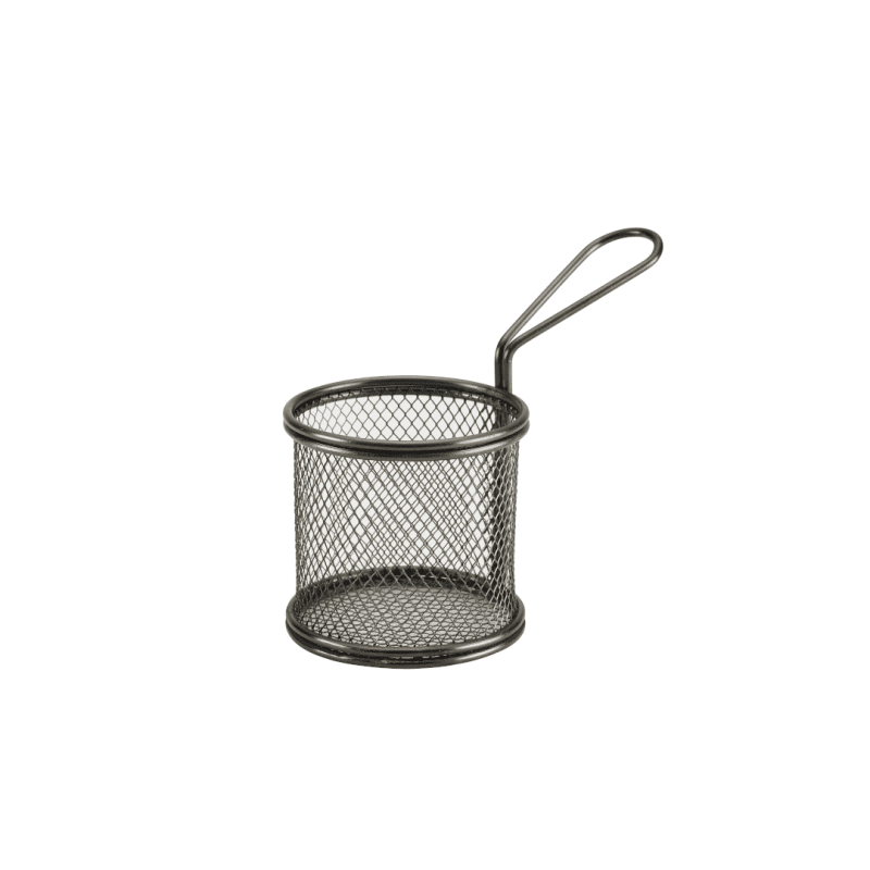 Black Serving Fry Basket Round 9-3 x 9cm