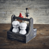 Black Wash Table Caddt with salt and pepper
