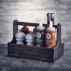 Black Wodden Table Caddy with condiments