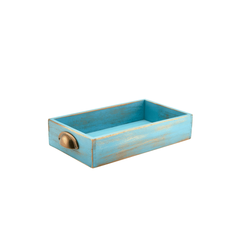 Blue Wash Acacia Wood Display Drawer GN 1-3