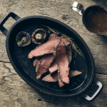 Cast iron Oval Eared Dish for serving steak