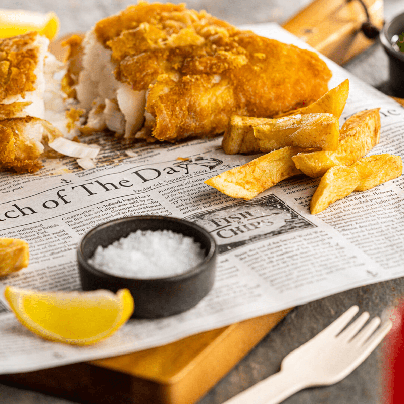 Catch Of The Day Presentation Paper with Fish and Chips