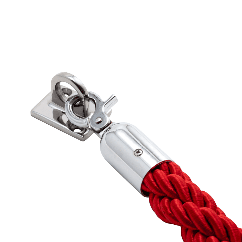 Chrome Plated Wall Attachment with Red Twisted Barrier Rope