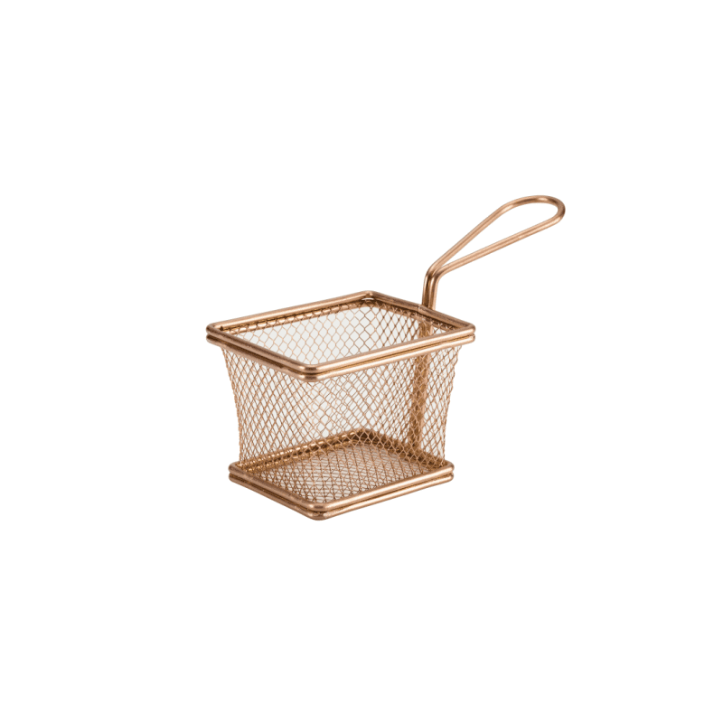 Copper Serving Fry Basket Rectangular 10 x 8 x 7-5cm