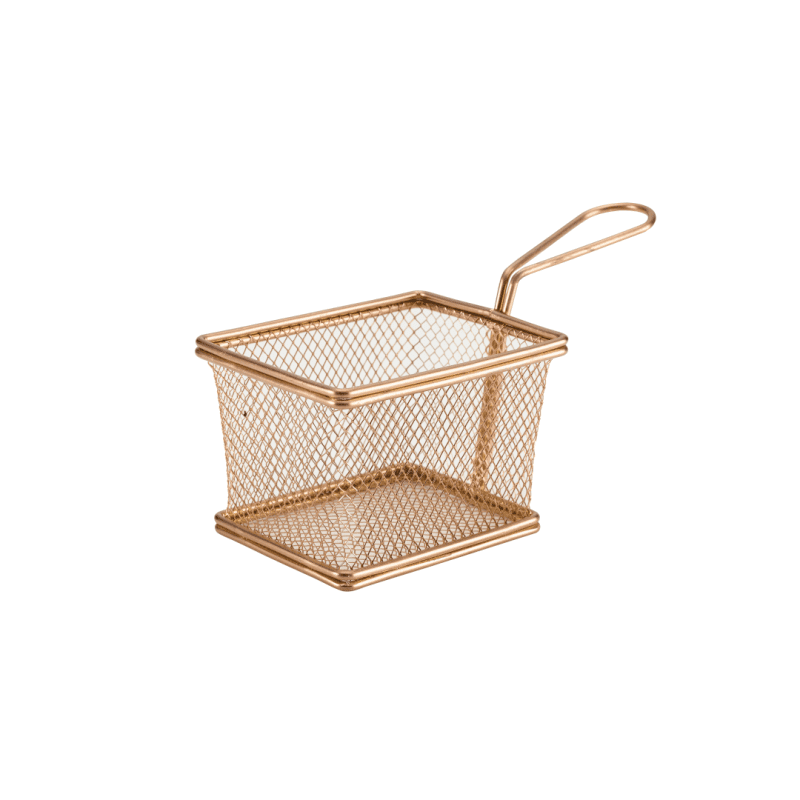 Copper Serving Fry Basket Rectangular 12-5 x 10 x 8-5cm