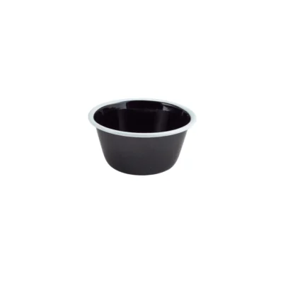 Enamel Deep Pie Dish Black with White Rim 12cm