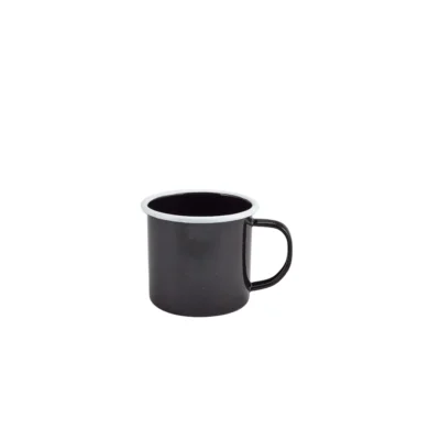 Enamel Mug Black with White Rim 36cl