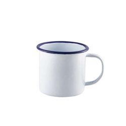 Enamel Mug White with Blue Rim 36cl