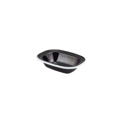 Enamel Pie Dish Black with White Rim 16cm