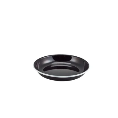 Enamel Rice Pasta Plate Black with White Rim 20cm