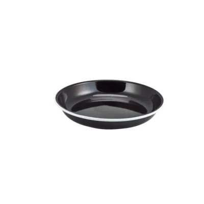 Enamel Rice Pasta Plate Black with White Rim 24cm