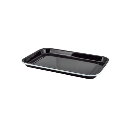 Enamel Serving Tray Black with White Rim