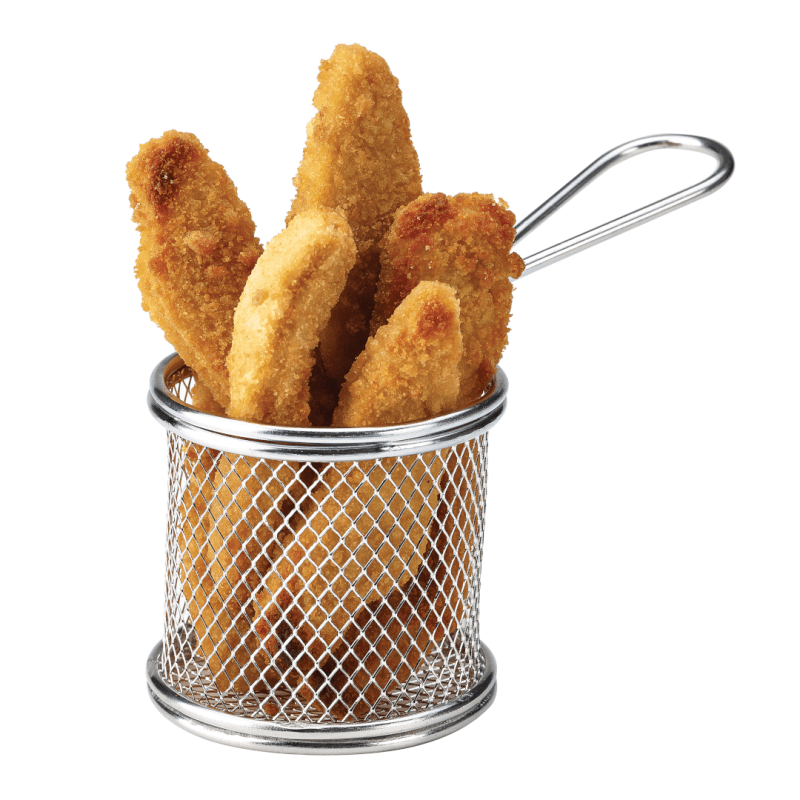 Fried food served in a round fry basket