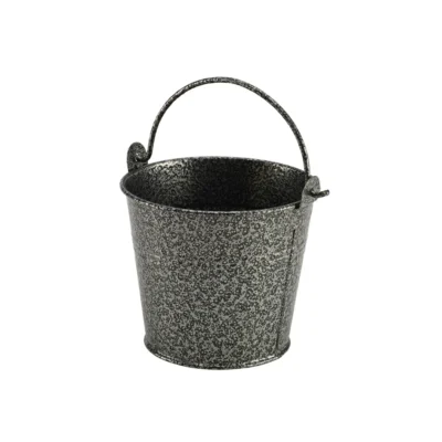 Galvanised Steel Hammered Serving Bucket 10cm Silver