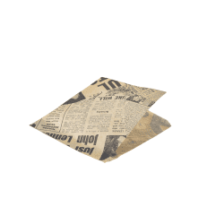 Greaseproof Paper Bags Brown Newspaper Print 17-5 x 17-5cm