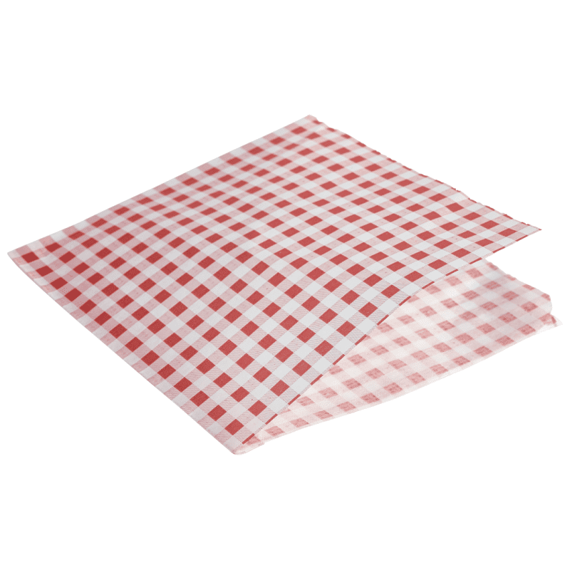 Greaseproof Paper Bags Red Gingham Print 17-5 x 17-5cm