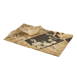 Greaseproof Paper Brown Newspaper Print 25 x 35cm