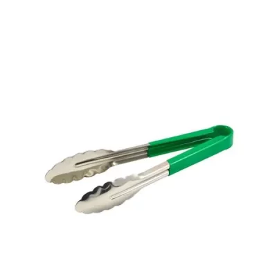 Green Colour Coded 23cm Stainless Steel Tongs