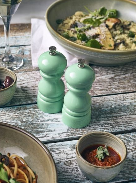 Green Salt and pepper pots lifestyle image