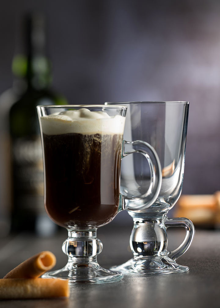 Irish Coffee Mugs with an Irish Coffee plus biscuits