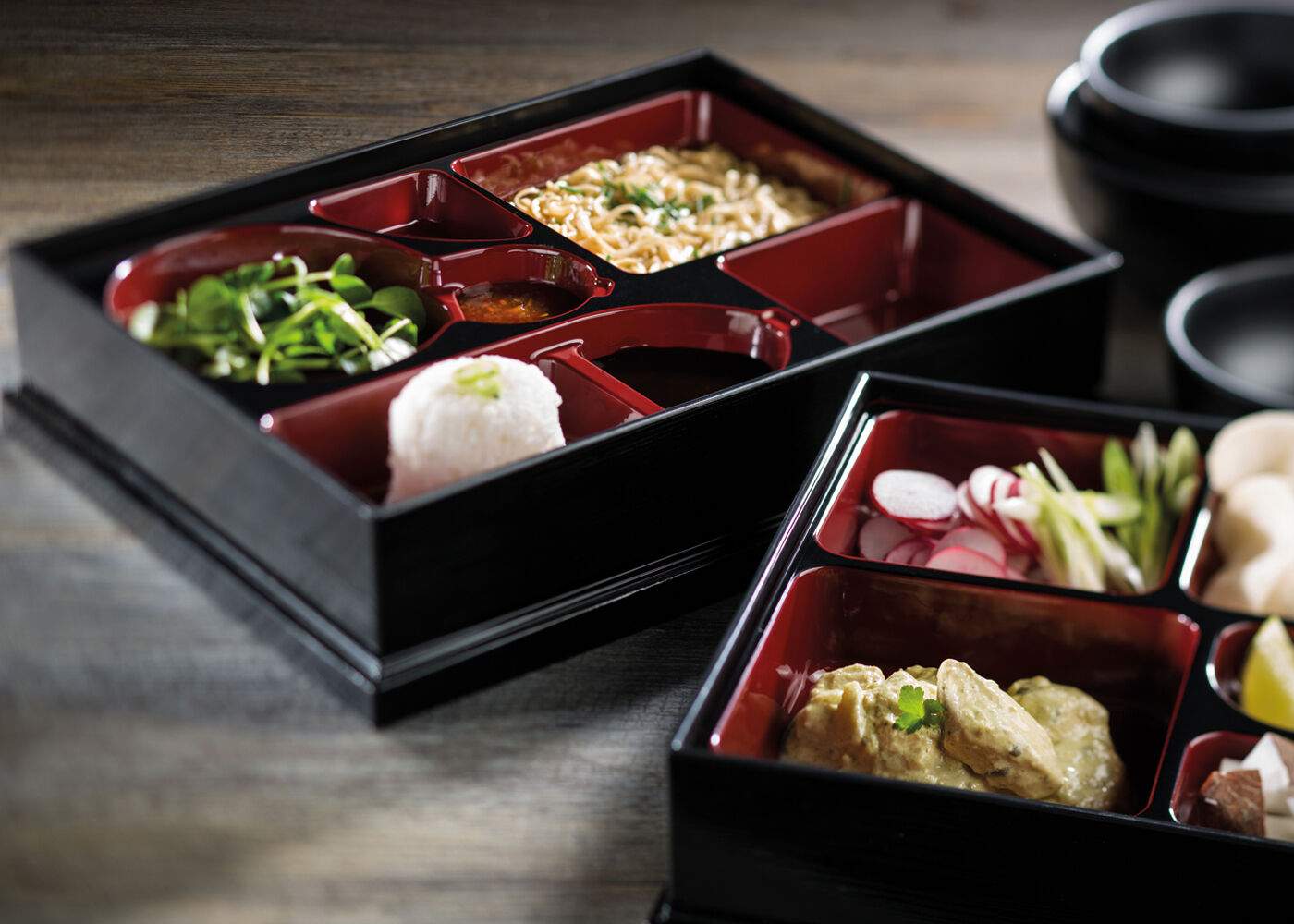 Luxury Bento Boxes filled with Asian food