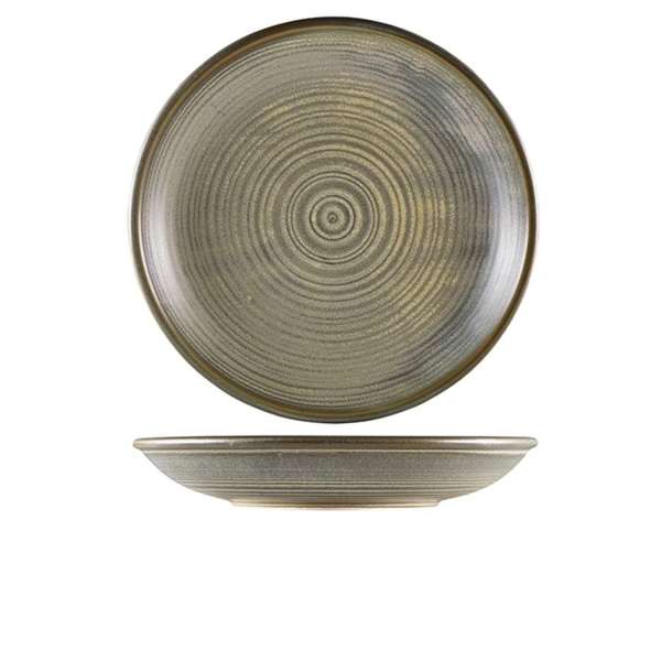 Matt Grey Deep Coupe Plate 28cm with 2 different angles of view