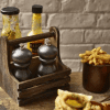 Medium Rustic Table Caddy with salt and pepper and sauces