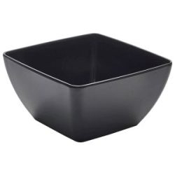 Black Melamine Curved Square Bowl 19cm