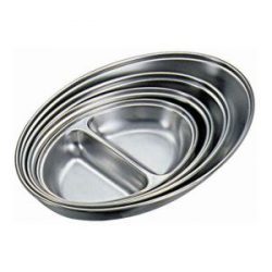 GenWare Stainless Steel Two Division Oval Vegetable Dish 20cm/8"