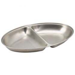 Stainless Steel Two Division Oval Vegetable Dish 35cm/14"