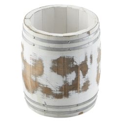Miniature White Wash Wooden Barrel 11.5 Dia x 13.5cm