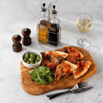 Oil and vinegar chrome stand with pizza meal