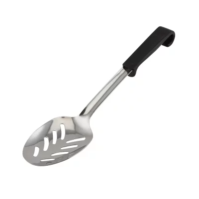 Plastic Handle Spoon Slotted Black