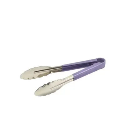 Purple Colour Coded 23cm Stainless Steel Tongs