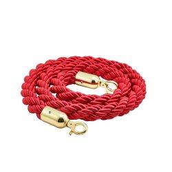 Red Barrier Rope with Brass Plated Ends for use in barrier systems