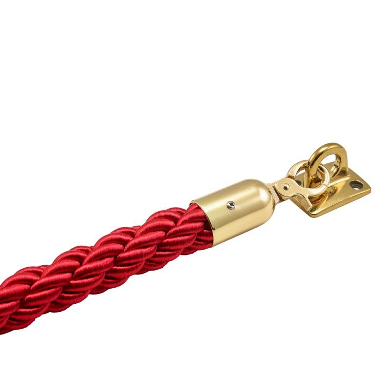Red Twisted Barrier Rope with Brass Ends for rope and pole systems
