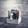 Small White Wooden Table Caddy with condiments