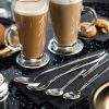 Soda and Latte Spoons with 2 latte glasses lifestyle image