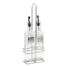 Square Glass Oil and Vinegar With Chrome Stand - Cruet Set