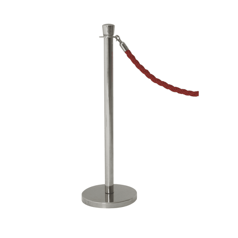 Stainless Steel Barrier Post with Red Twisted Rope